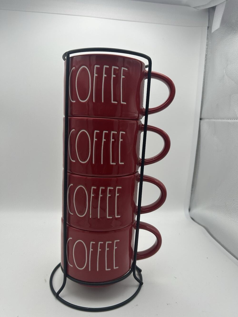 Rae Dunn Stacked Mugs. By Magenta. Rare Red Color.